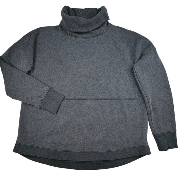Athleta Cozy Karma Fleece Turtleneck Funnel Neck Sweater Oversize Grey small - Picture 8 of 8